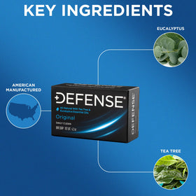 Defense Soap close-up of bar texture highlighting triple-milled finish and durability benefit