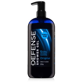 Defense Soap front view of 32oz bottle showing clean packaging and pump benefit