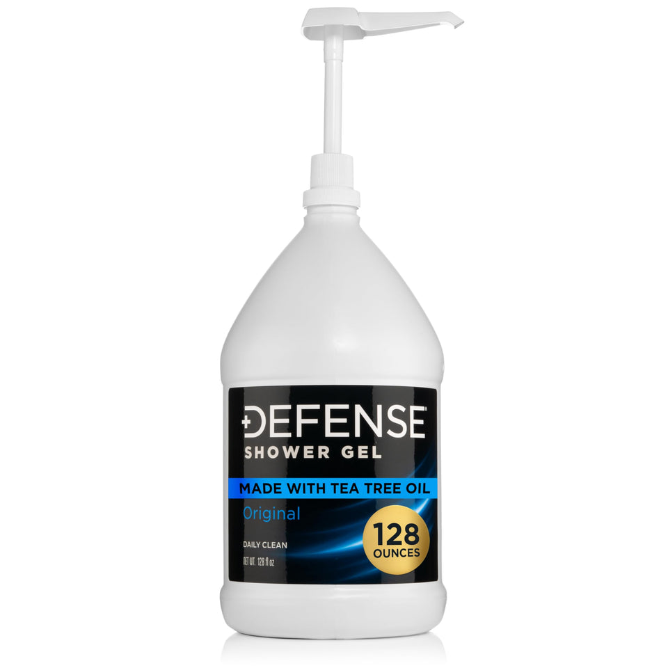 Defense Soap gallon front label showing product identity and size benefit