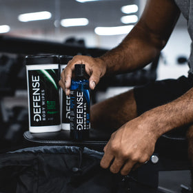 Defense Soap size comparison in a gym bag demonstrating travel convenience