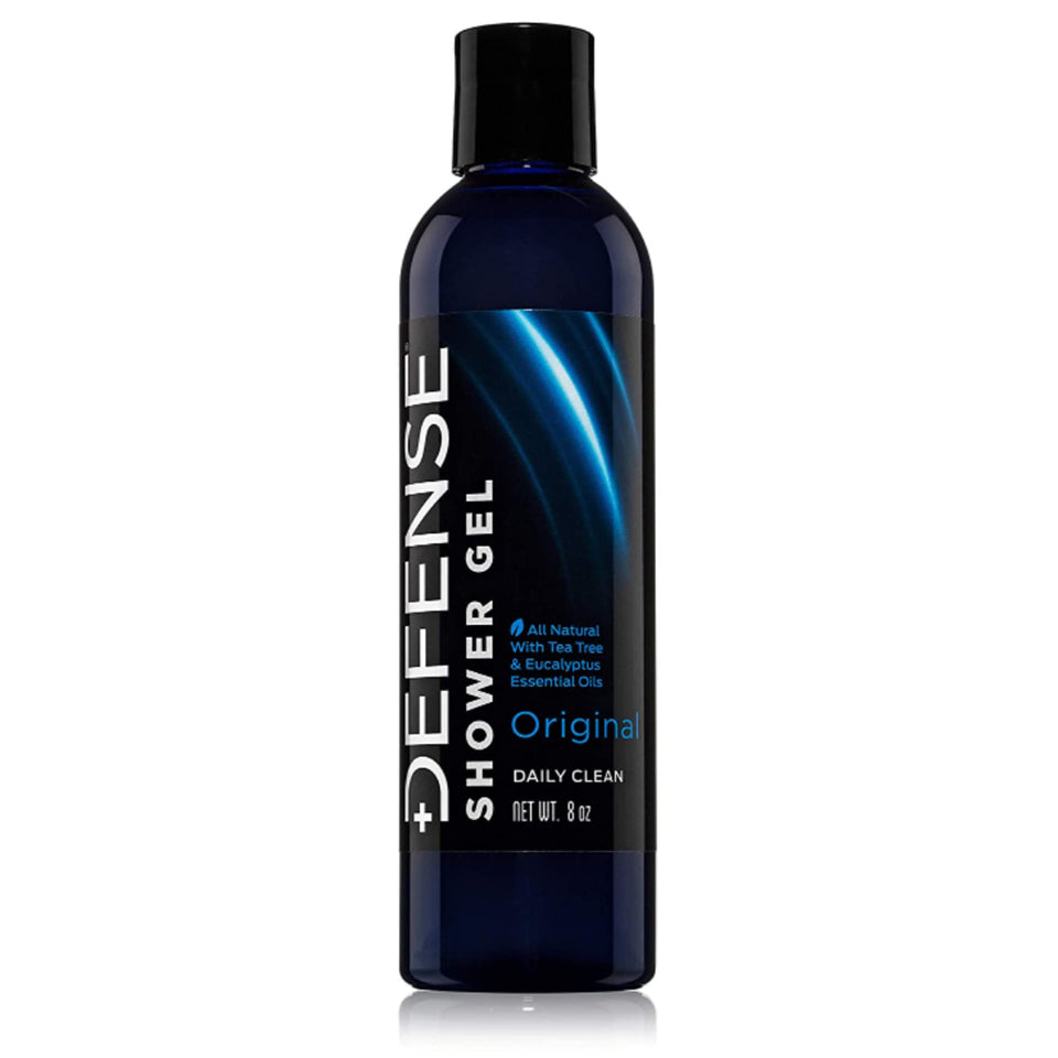 Defense Soap front packaging showing 8 oz bottle and brand benefits