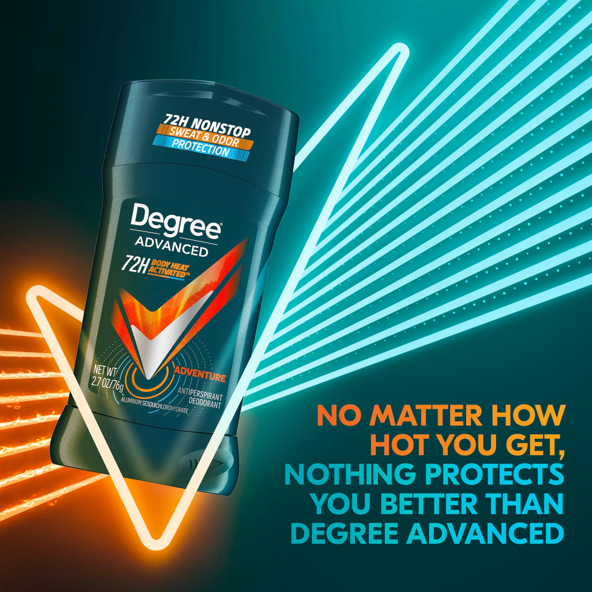 Degree Adventure in hand application demonstrating motion‑activated freshness during use benefit