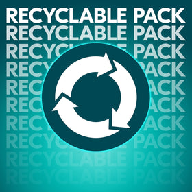 Recyclable packaging icon and Degree brand note showing improved recyclability benefit