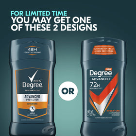 Degree Adventure stick open with solid glide visible and quick application benefit