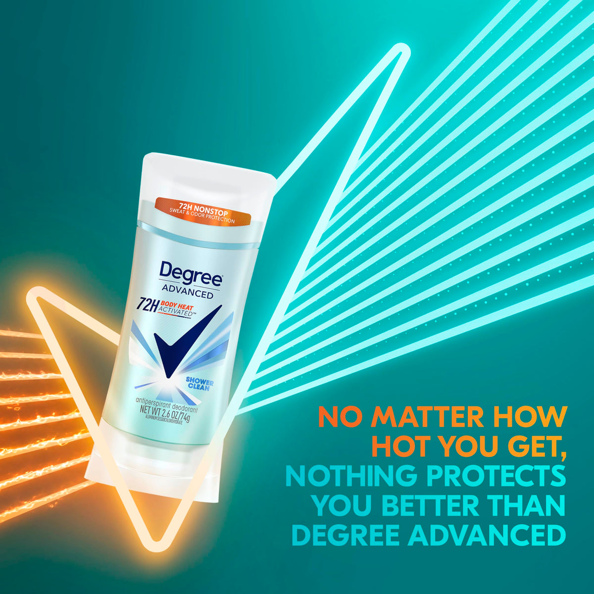 Degree application glide demo on underarm illustrating easy use and dryness benefit