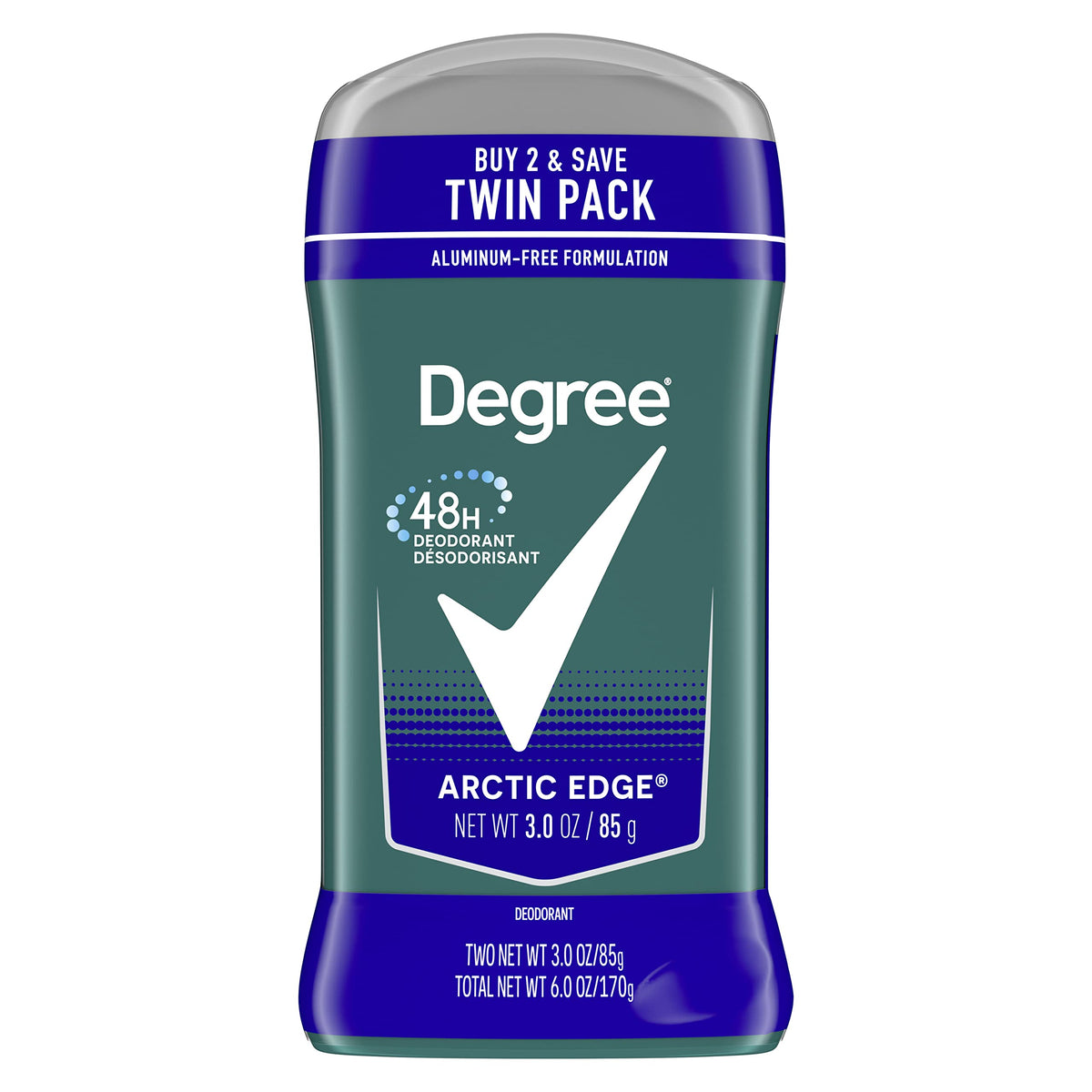 Degree Arctic Edge front packaging showing twin pack and scent benefit