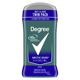 Degree Arctic Edge front packaging showing twin pack and scent benefit