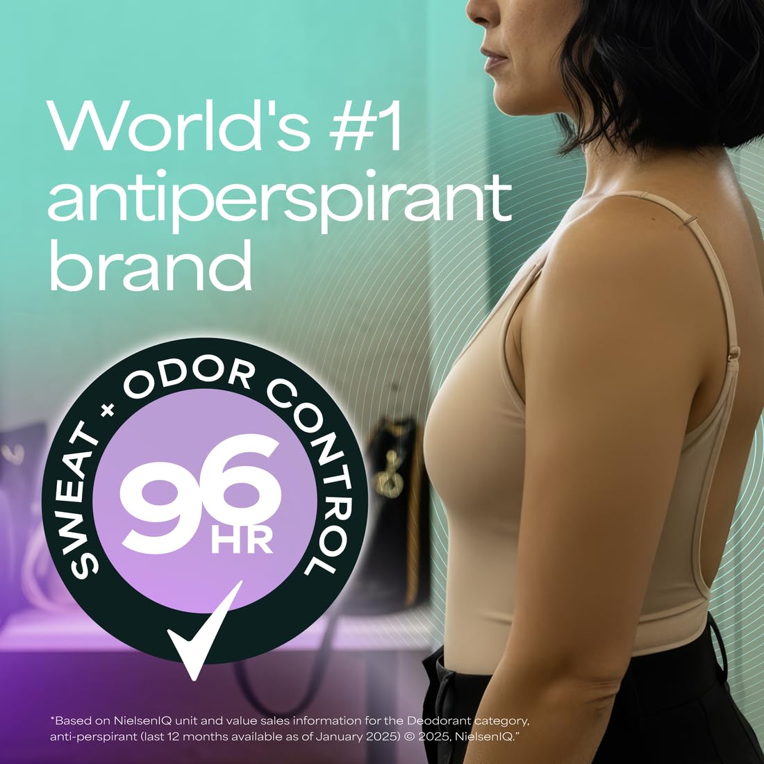 Woman applying Degree Clinical 5X underarm for long-lasting sweat control