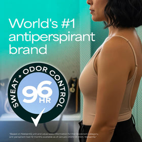 Degree being applied underarm demonstrating long-lasting dryness benefit