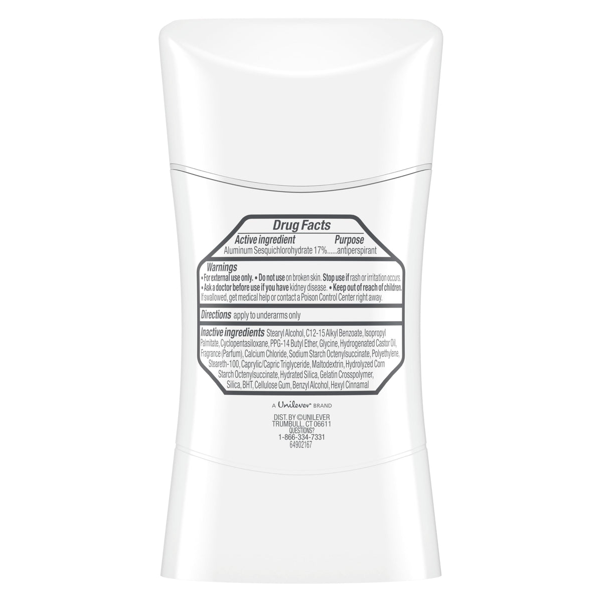 Degree back label with ingredients and clear usage instructions benefit