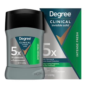 Degree Clinical front packaging showing product and benefits for confident protection