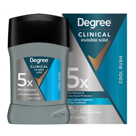 Degree Clinical shows front packaging and strong 96-hour benefit