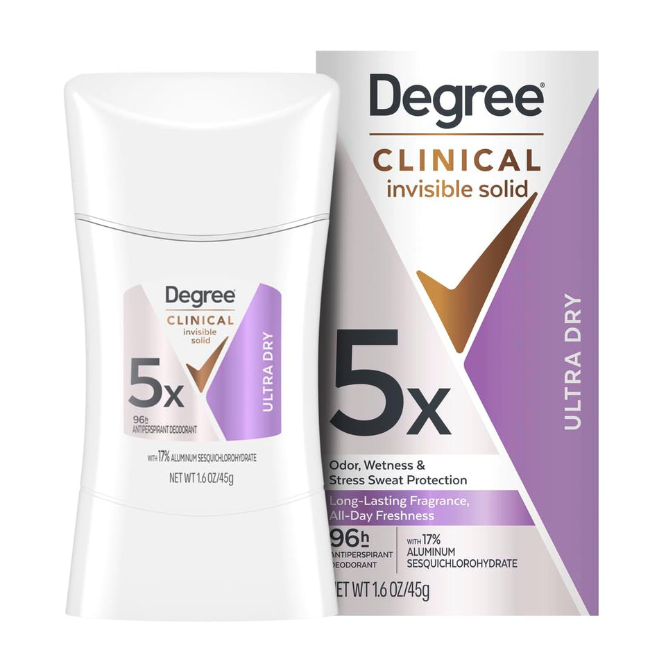 Degree Clinical 5X front packaging showing product details and benefits