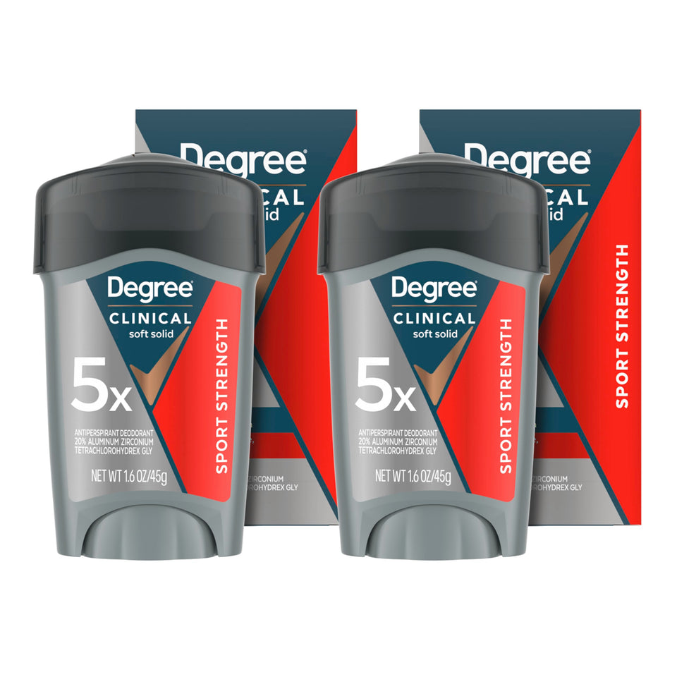 Degree clinical 5X front packaging showing product benefits