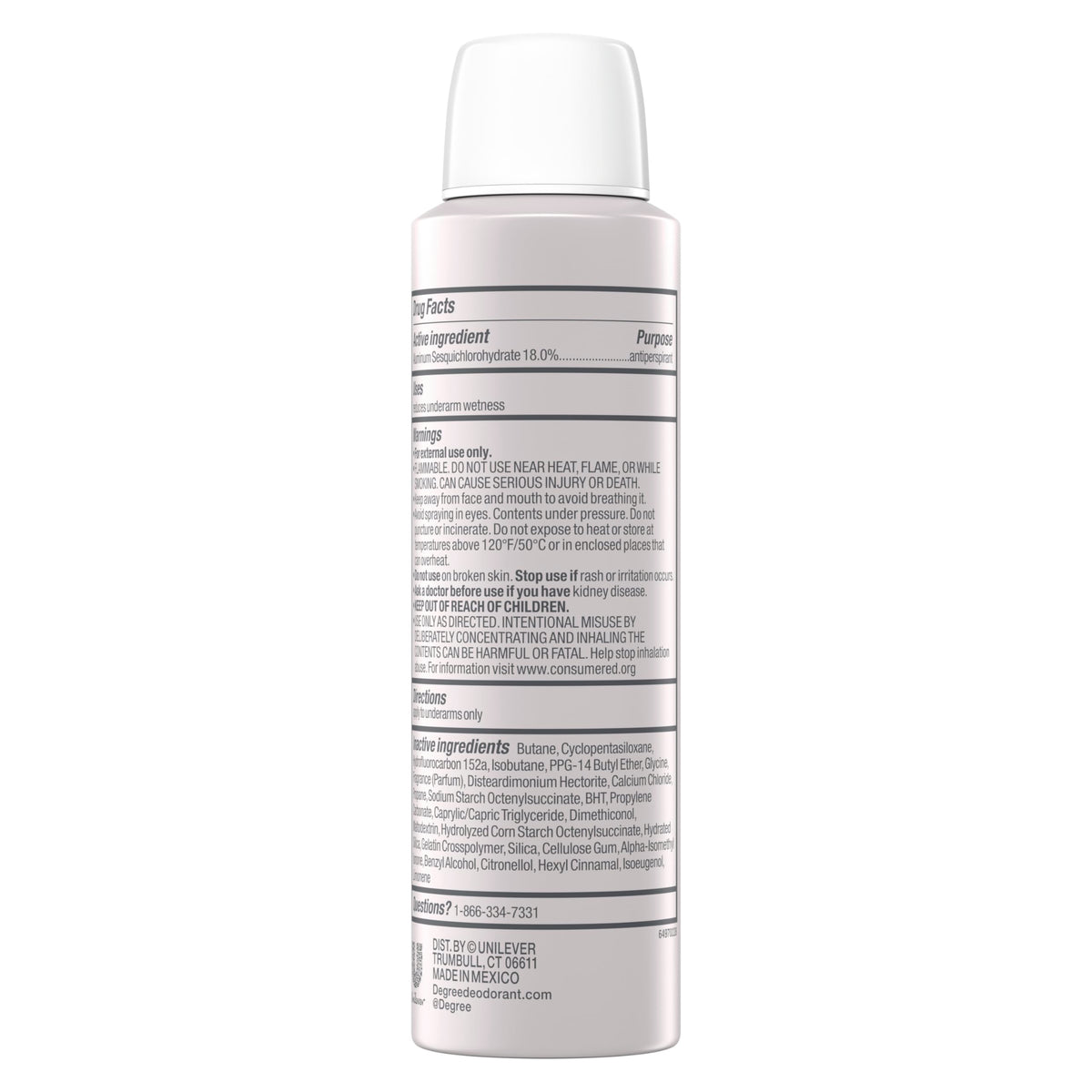 Degree Clinical 5X label close-up highlighting active ingredients and benefits