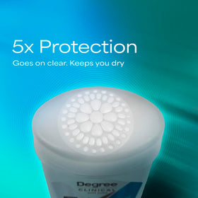 Degree Clinical in use applying to underarm for long-lasting sweat protection