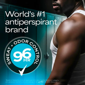 Degree Clinical Cool Rush spray close-up showing dry finish for no-residue comfort