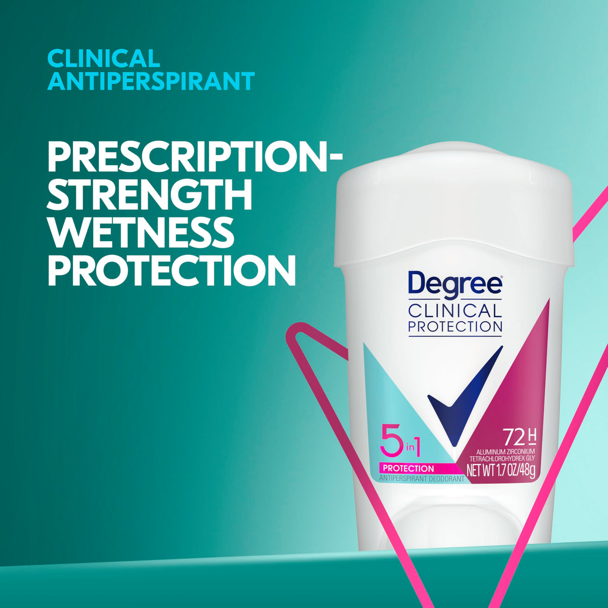 Degree Clinical in-use underarm application demonstrating quick absorption and long-lasting dryness