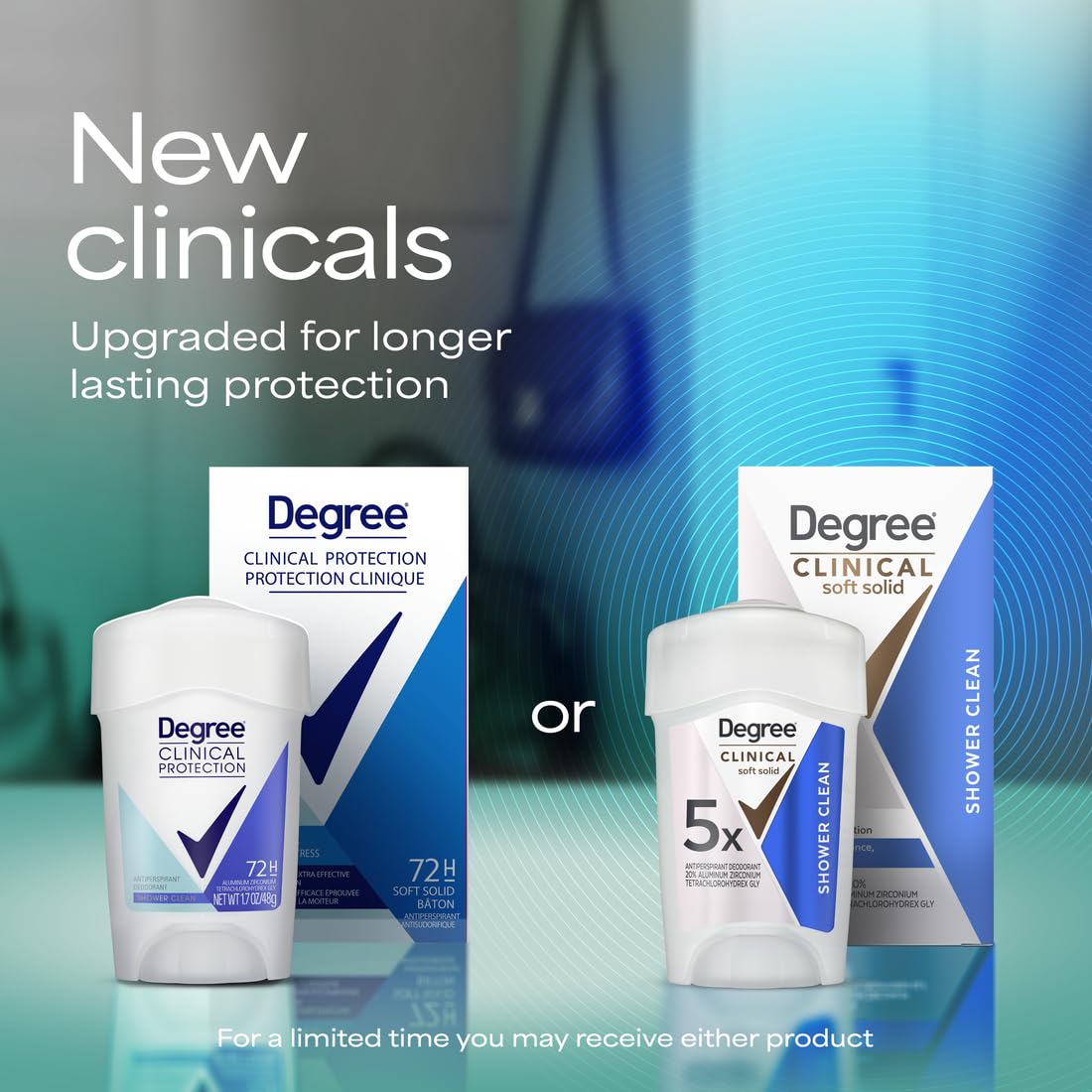 Degree Clinical in gym bag lifestyle scene offering reliable protection during workouts