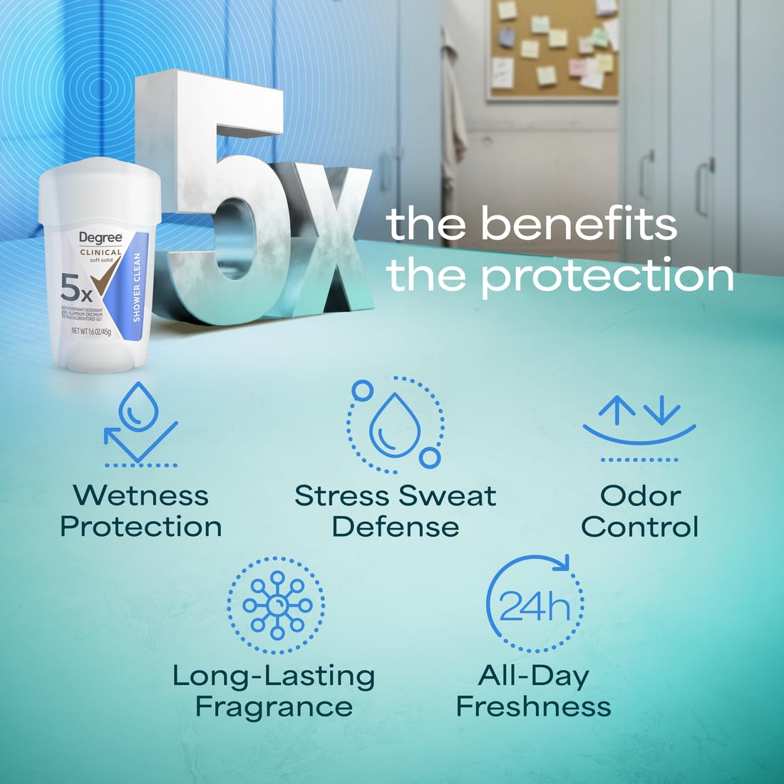 Degree Clinical soft solid texture close-up showing creamy glide and quick absorption