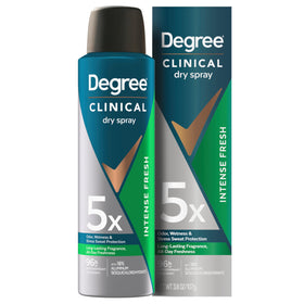 Degree Clinical spray nozzle close-up illustrating quick, even application benefit