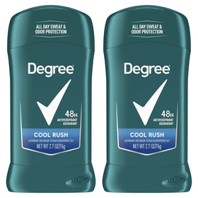 Degree Cool Rush front packaging showing twin pack and brand freshness benefit