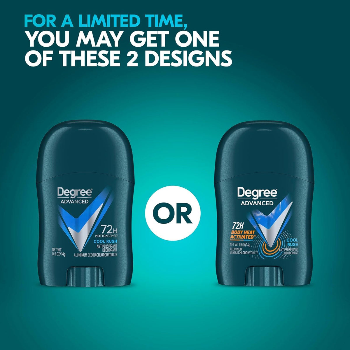 Degree product label and ingredient panel highlighting key protection features
