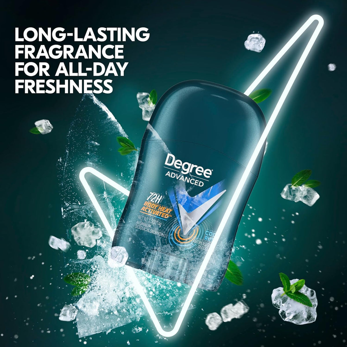 Degree open stick top view showing compact solid antiperspirant