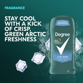 Degree Cool Rush with icy-blue background conveying crisp cool freshness