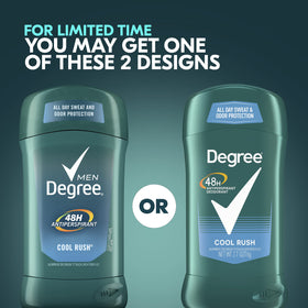 Degree Cool Rush stick top view with clear solid formula visible