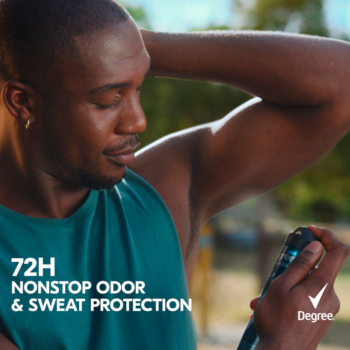 Degree in use at gym demonstrating sweat protection benefit