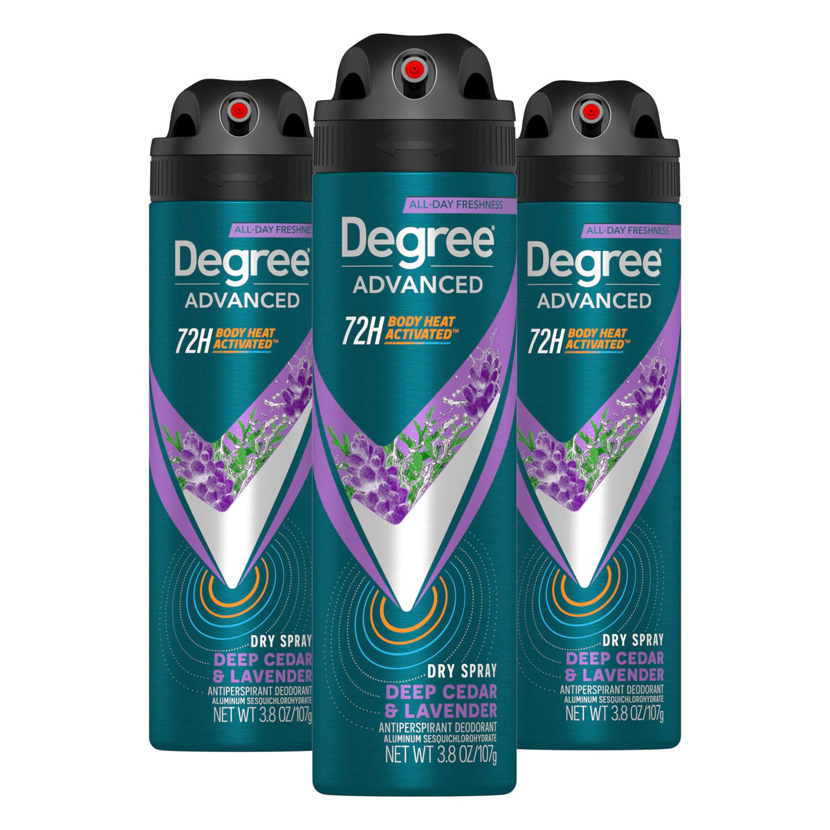 Degree front packaging showing scent and 72-hour protection benefit