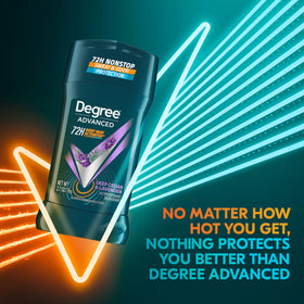 Degree close-up of stick texture highlighting dry application benefit