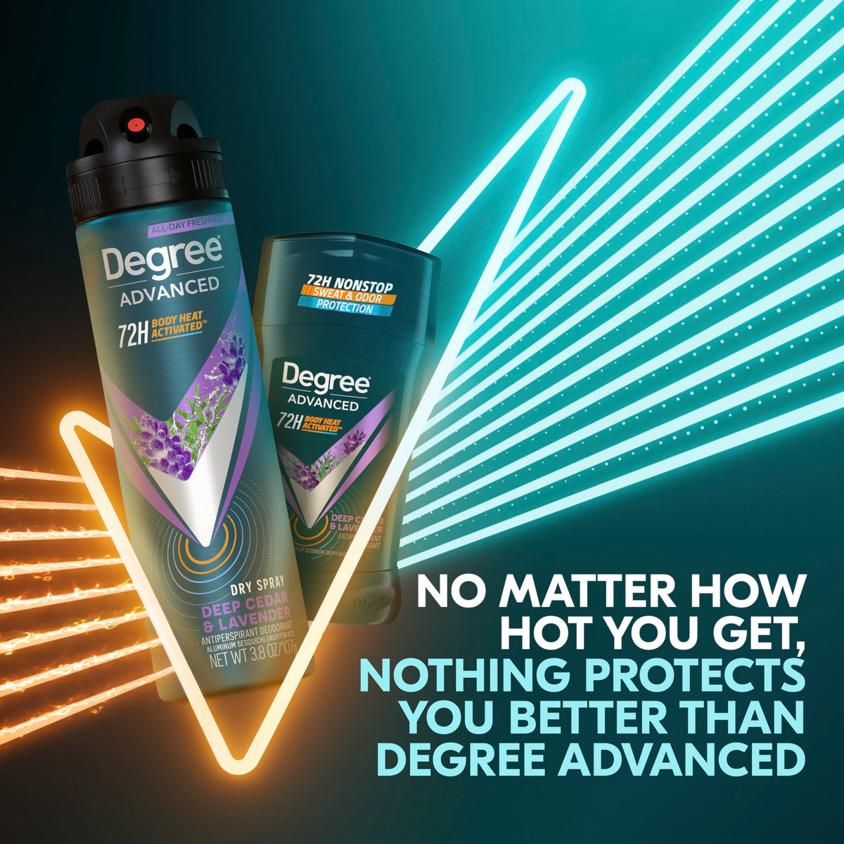 Degree close-up of spray mist texture demonstrating instant dry benefit