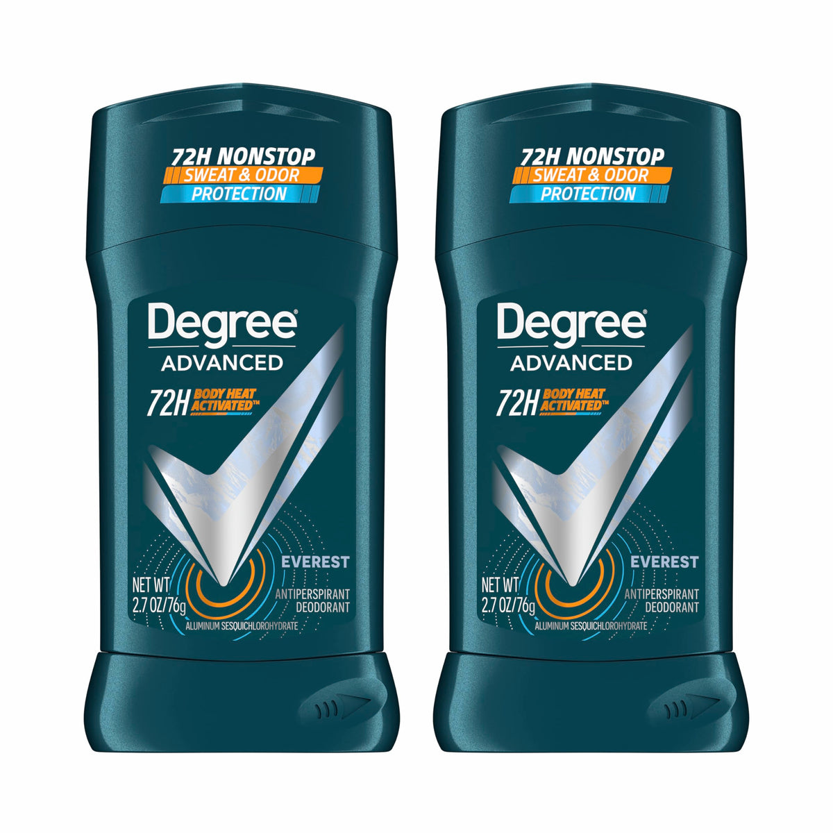 Degree Everest front packaging showing two antiperspirant sticks and clear labeling for long-lasting protection