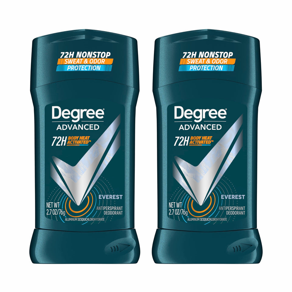 Degree Everest front packaging showing two antiperspirant sticks and clear labeling for long-lasting protection