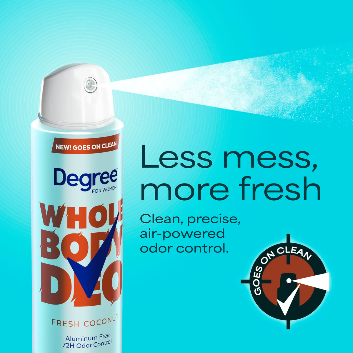 Degree fine mist texture in air showing quick-dry and lightweight feel