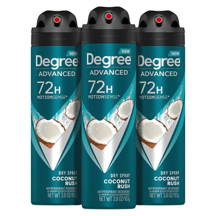 Degree front packaging showing coconut rush scent and protection benefits