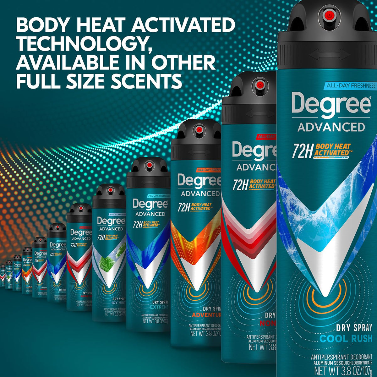 Hand-held Degree can demonstrating simple spray application and motion-activated freshness