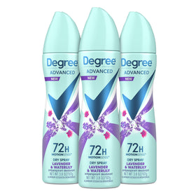 Degree front packaging showing lavender waterlily scent and 72-hour benefit