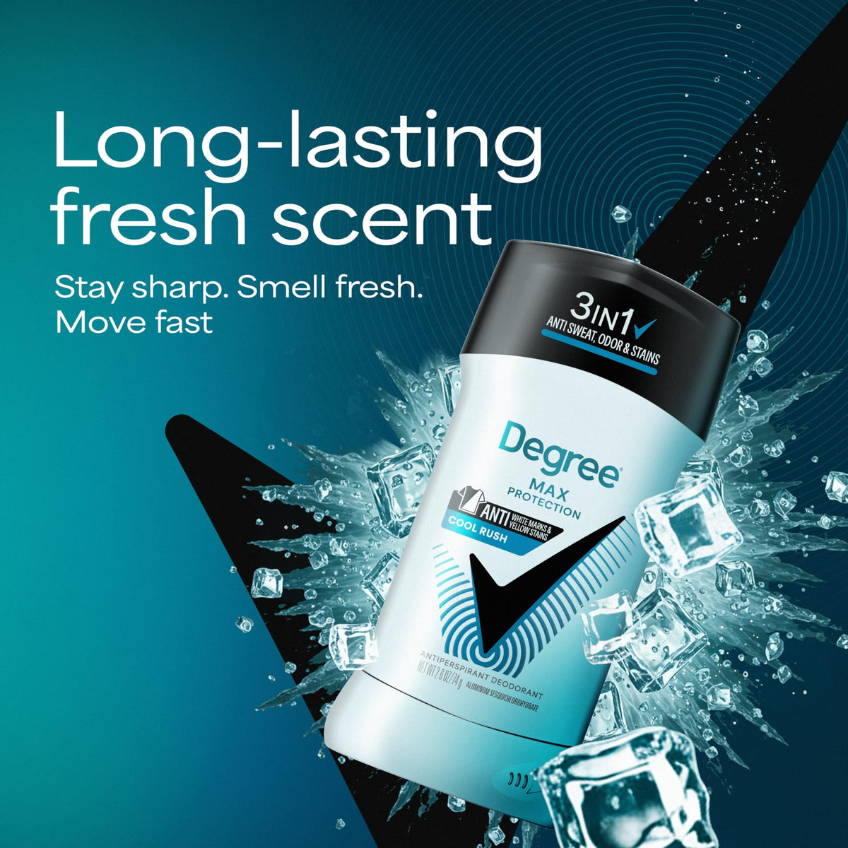 Degree Men Cool Rush being applied underarm for sweat control