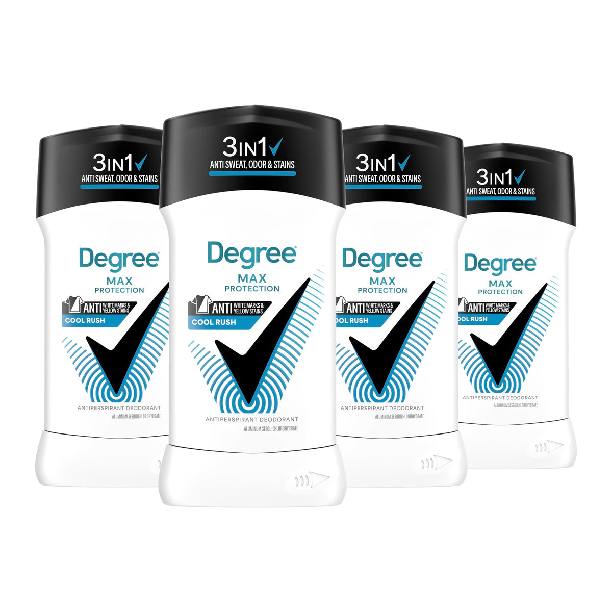 Degree Men Cool Rush front packaging showing benefits and scent