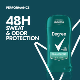 Degree men in gym bag to show travel-ready size and convenience benefit