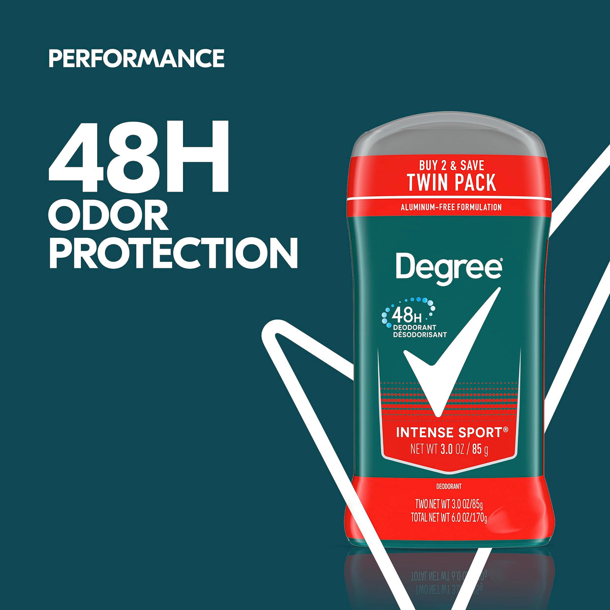 Degree men Intense Sport stick close-up showing smooth texture for easy glide