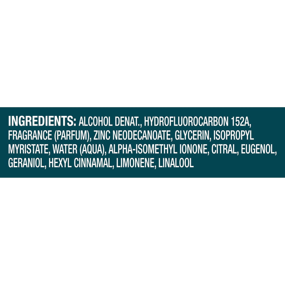 Degree Ocean Rush ingredient label view showing aluminum-free formula