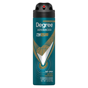 Degree front packaging showing 3.8 oz spray and sport design for reliable protection