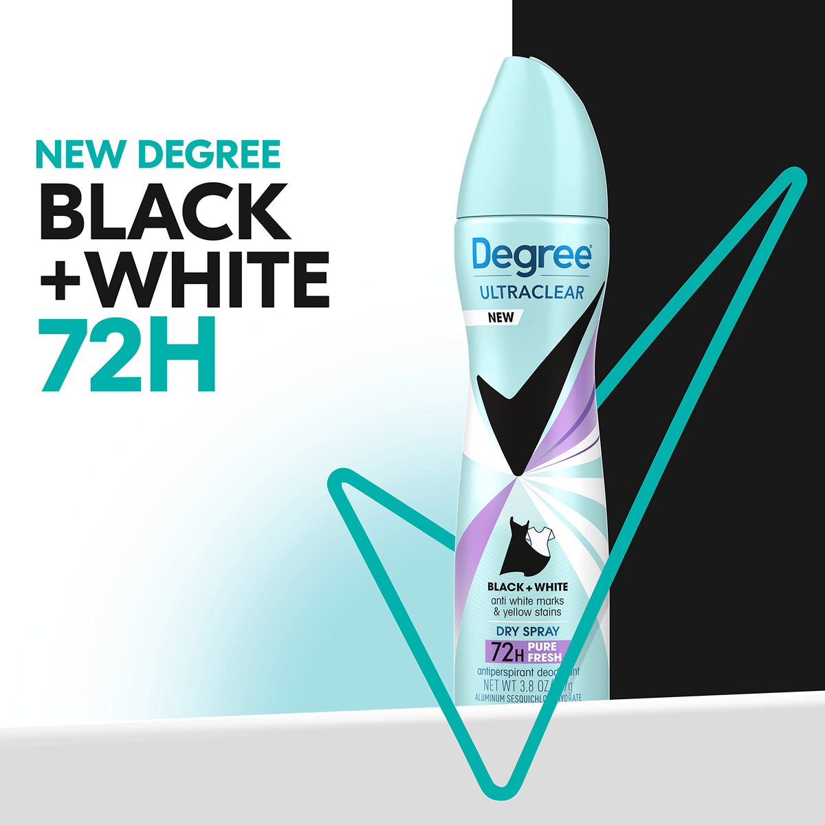 Degree Pure Fresh close-up of spray nozzle and texture for quick dry benefit