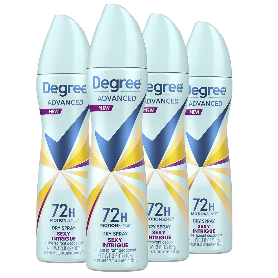 Degree Sexy Intrigue front packaging showing scent and size benefits