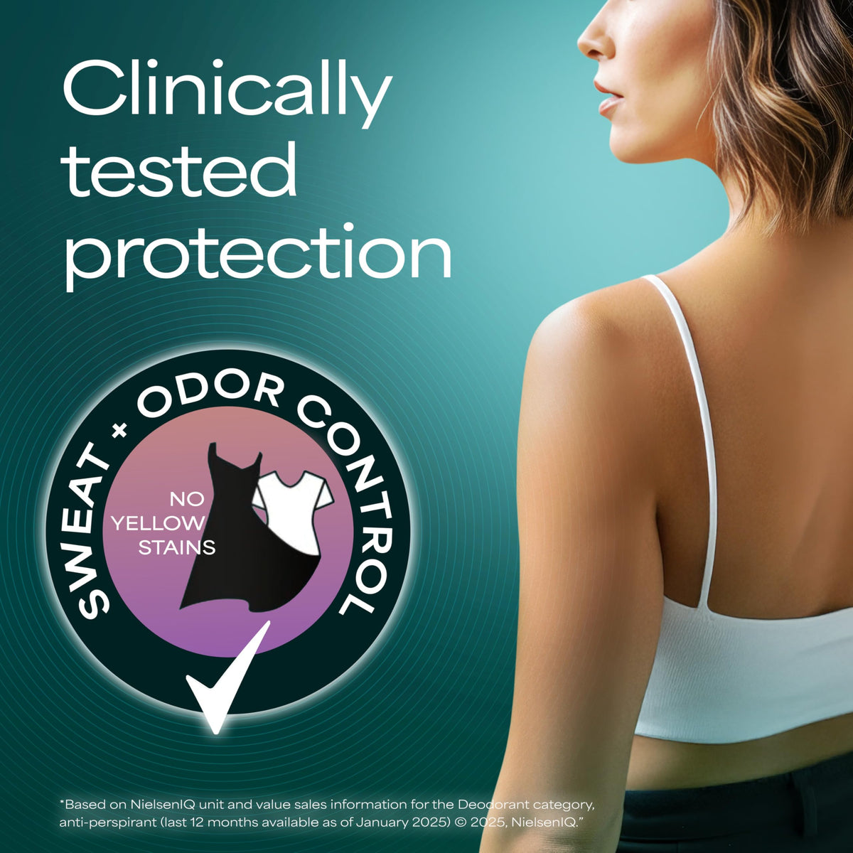 Degree Sexy Intrigue next to shirt showing anti-mark and anti-stain clothing protection