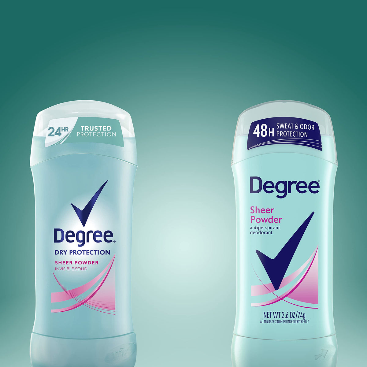 Six-pack layout of Degree Sheer Powder sticks, Degree value pack for regular use